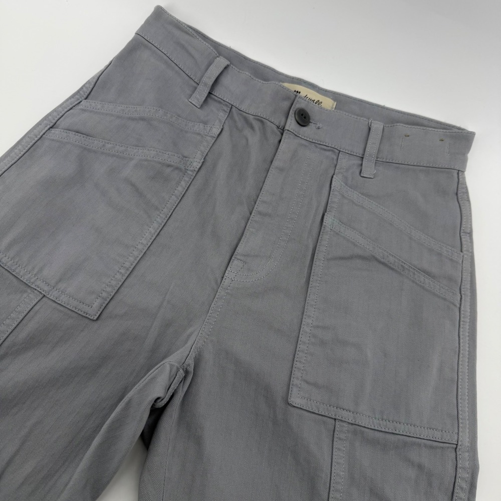 Madewell 90s Straight Cargo Women 25 Gray Herringbone High Rise Utility Pants